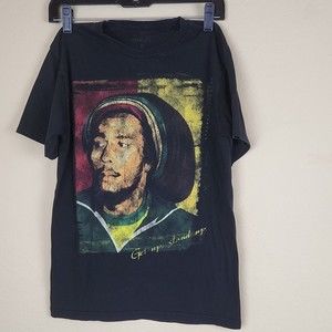 Vintage Look Bob Marley Get Up, Stand Up Graphic black T-Shirt Men’s Sz S